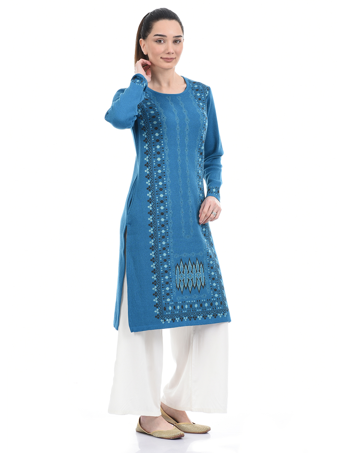 American Eye Women Casual Wear Blue Kurta